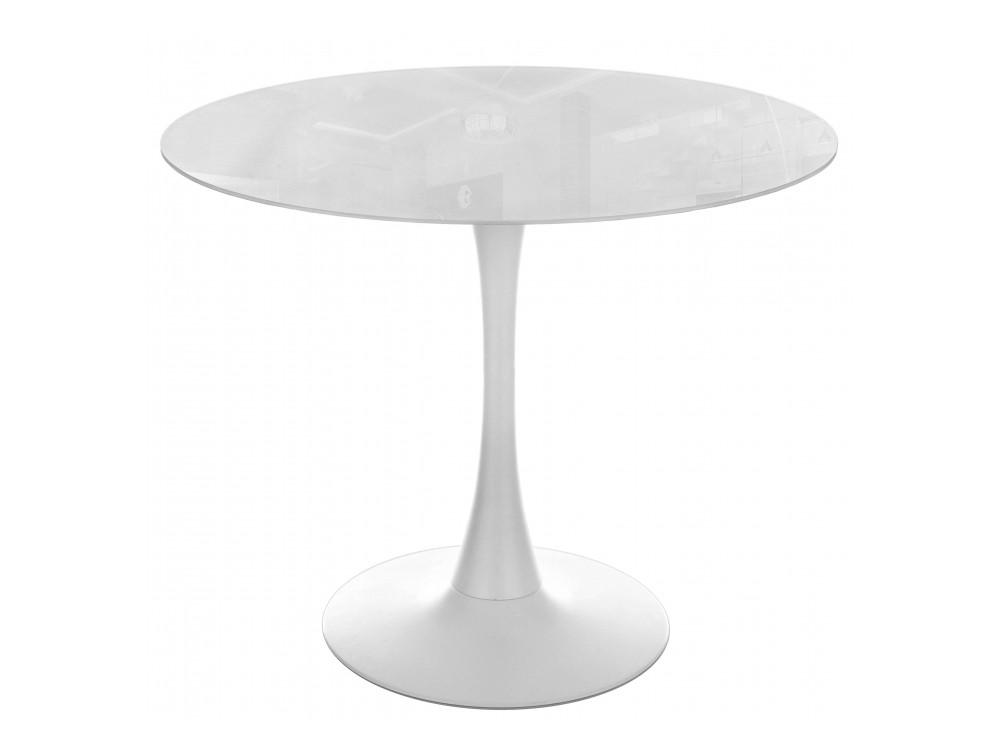 цена Tulip 90 super white glass Стол стеклянный Белый, Металл