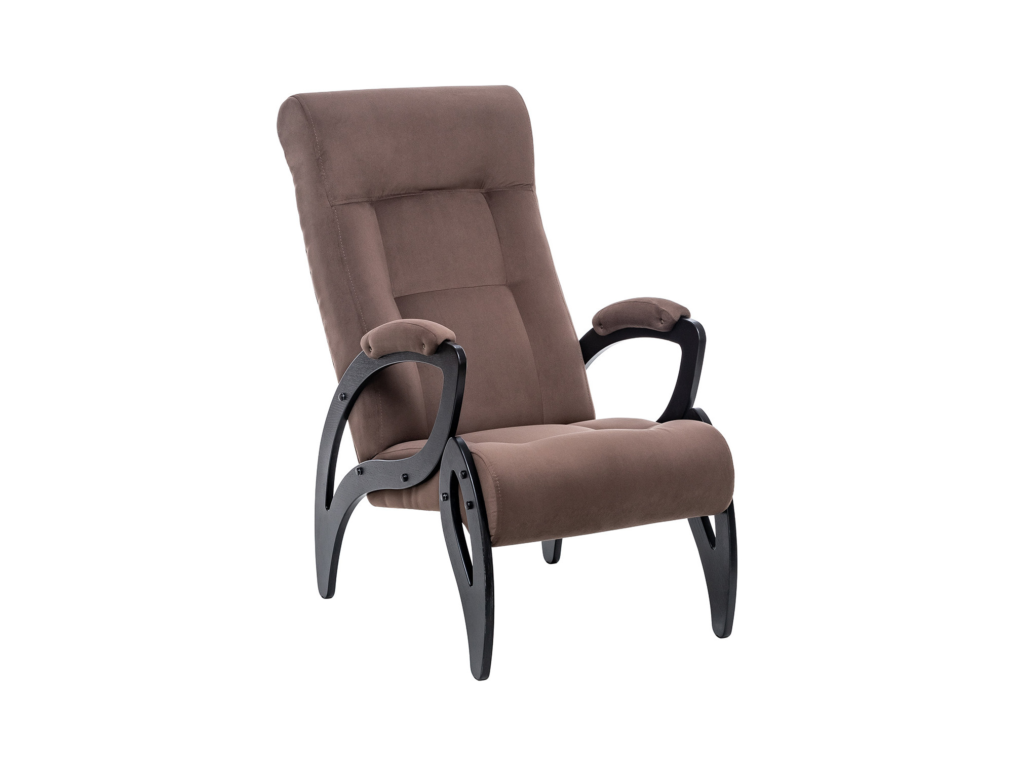 Кресло для отдыха Модель 51 MebelVia V23 молочный шоколад, Ткань Велюр, Шпон, Лак, Фанера