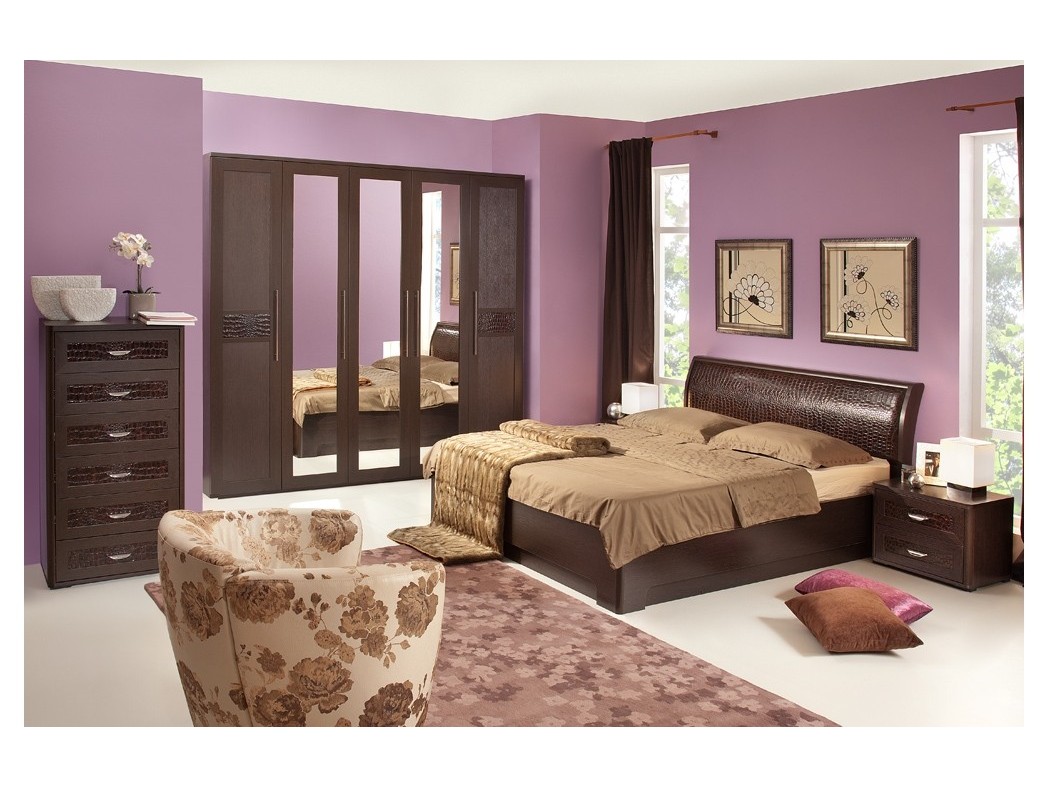 Спальня «Парма» (Комплект 2) (венге, венге) Коричневый темный, ЛДСП спальня парма комплект 5 коричневый лдсп в профиле мдф лдсп