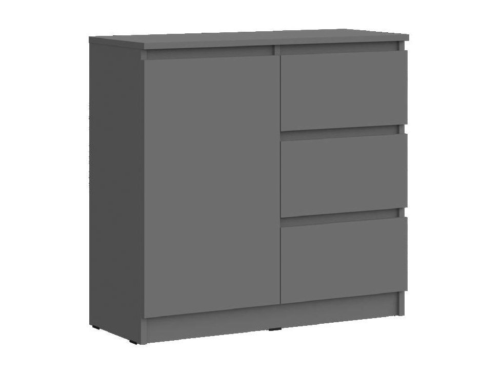 Челси Комод 800 (3 ящик 1 дверь) (Графит, Графит) Черный, ЛДСП комод челси 1200 графит серый
