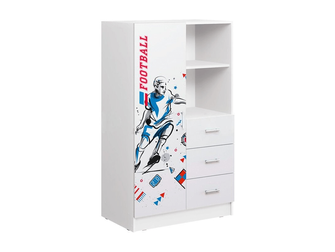 цена Вега NEW Boy Шкаф комбинированный Белый, ЛДСП с рисунком, ЛДСП