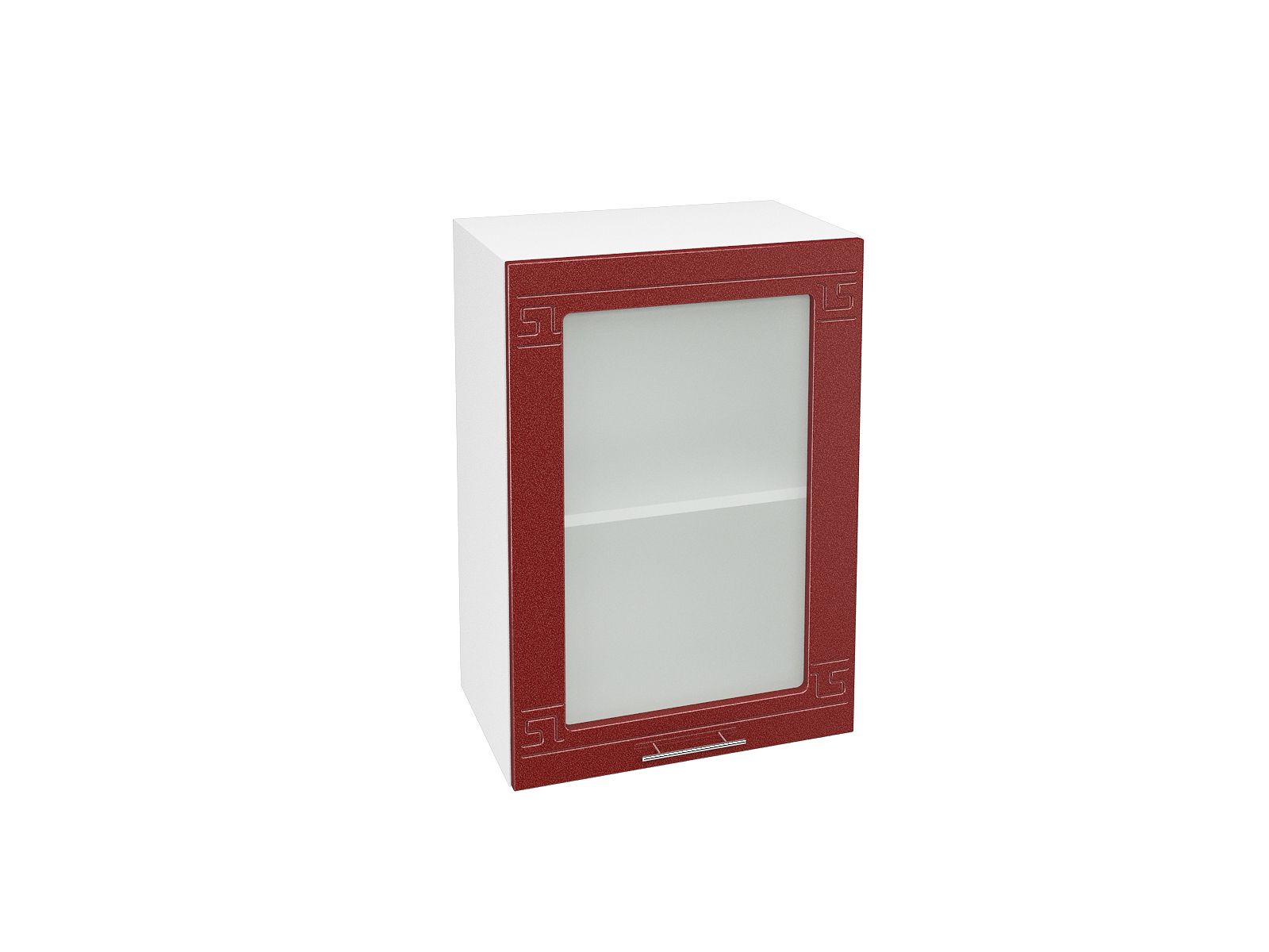 Шкаф навесной со стеклом 500 Греция Гранатовый металлик, Красный, Белый, МДФ, Стекло, ЛДСП