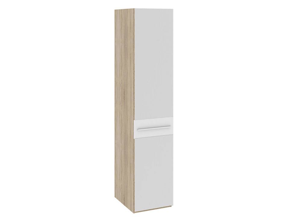 Шкаф для одежды и белья с зеркалом Ларго Белый глянец, Белый, Бежевый, ЛДСП, Зеркало цена и фото