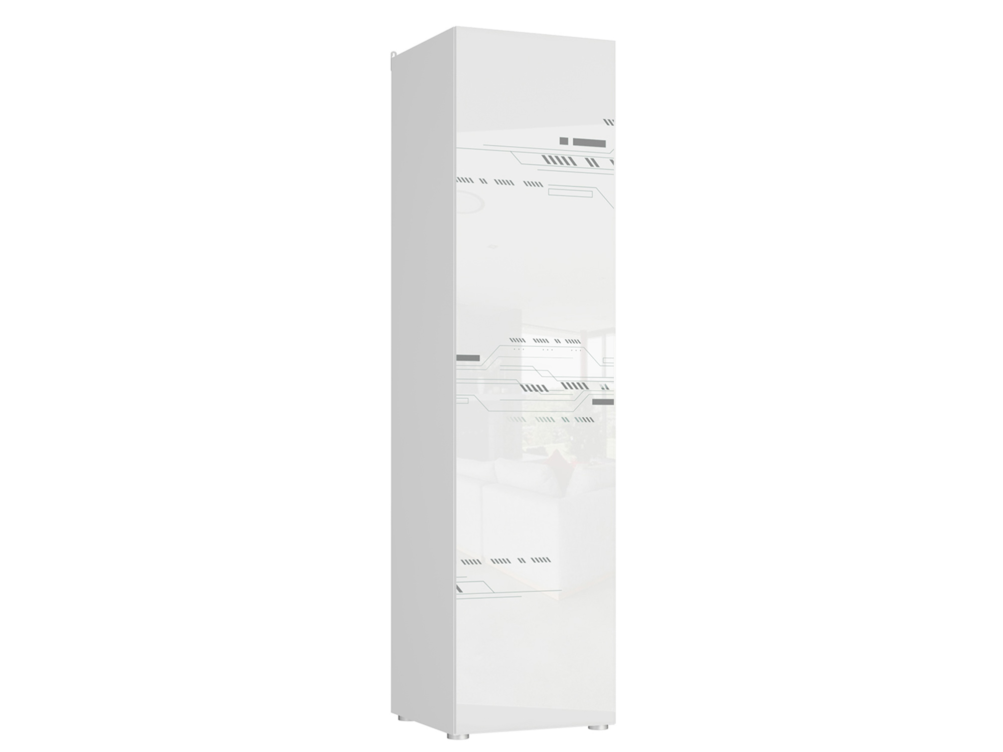 Шкаф 1-дверный Модерн (Modern) Техно Белый глянец, , Белый, МДФ, ЛДСП