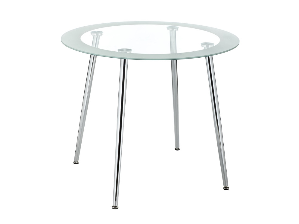 Vasko белый Стол стеклянный Серый, Хромированный металл siri 90 стол стеклянный серый хромированный металл