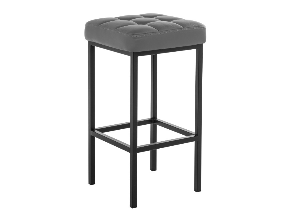 Лофт кожзам темно-серый / черный матовый Барный стул Черный, Окрашенный металл стул барный tolix wood серебристый матовый серый