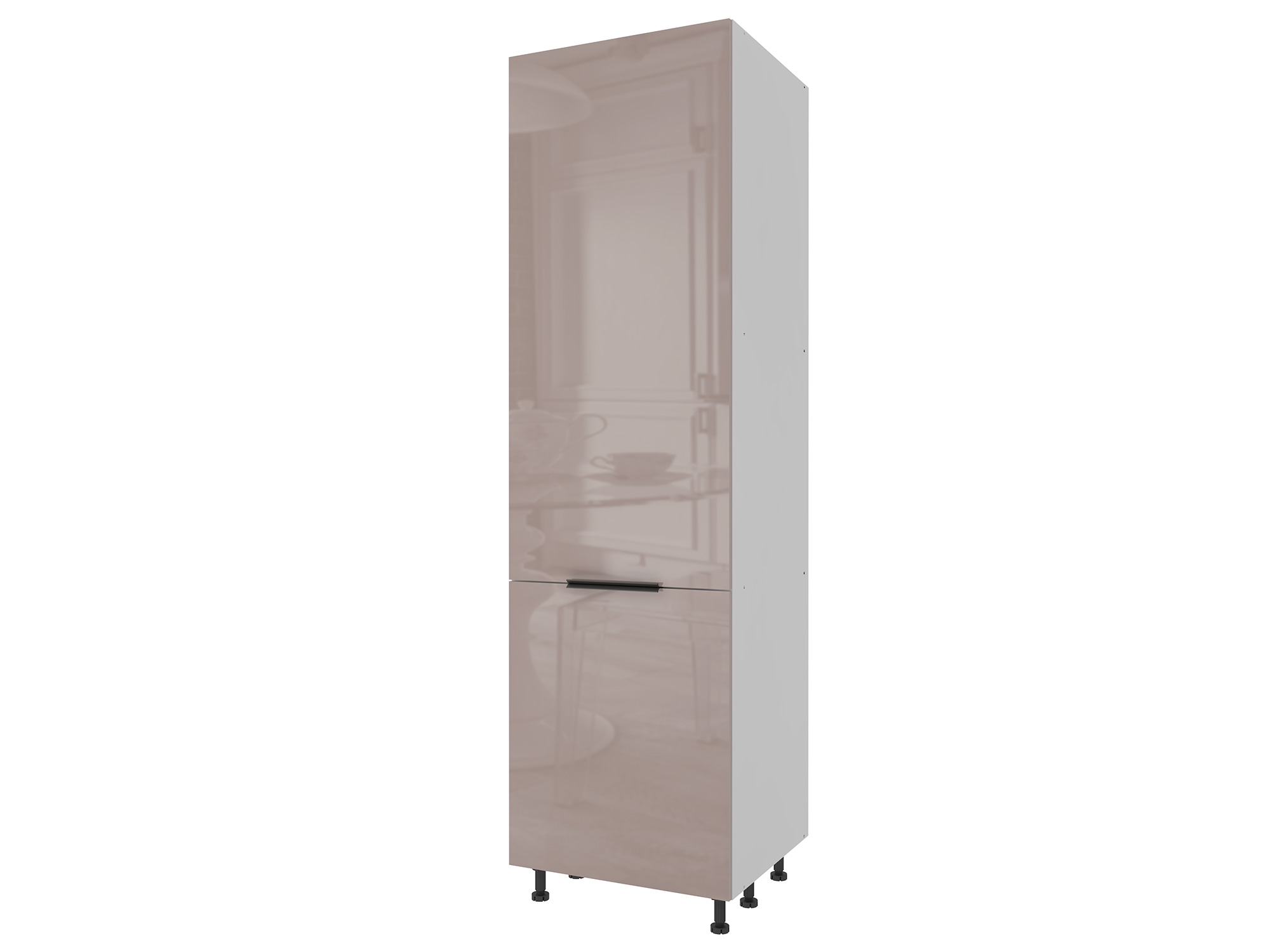 Колонна под холодильник 60 х 215 см Калипсо Белый, Коричневый, ЛДСП цена и фото