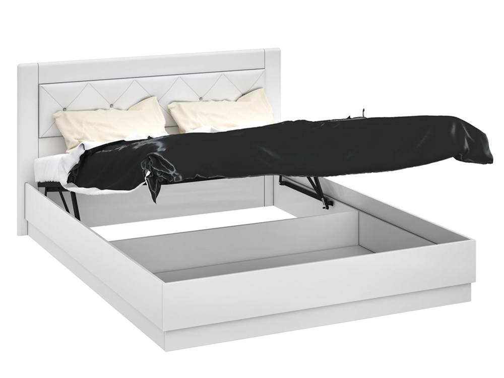 Кровать Амели 3 (160х200) с ПМ Белый, ЛДСП амели 12 подушек вишня белый