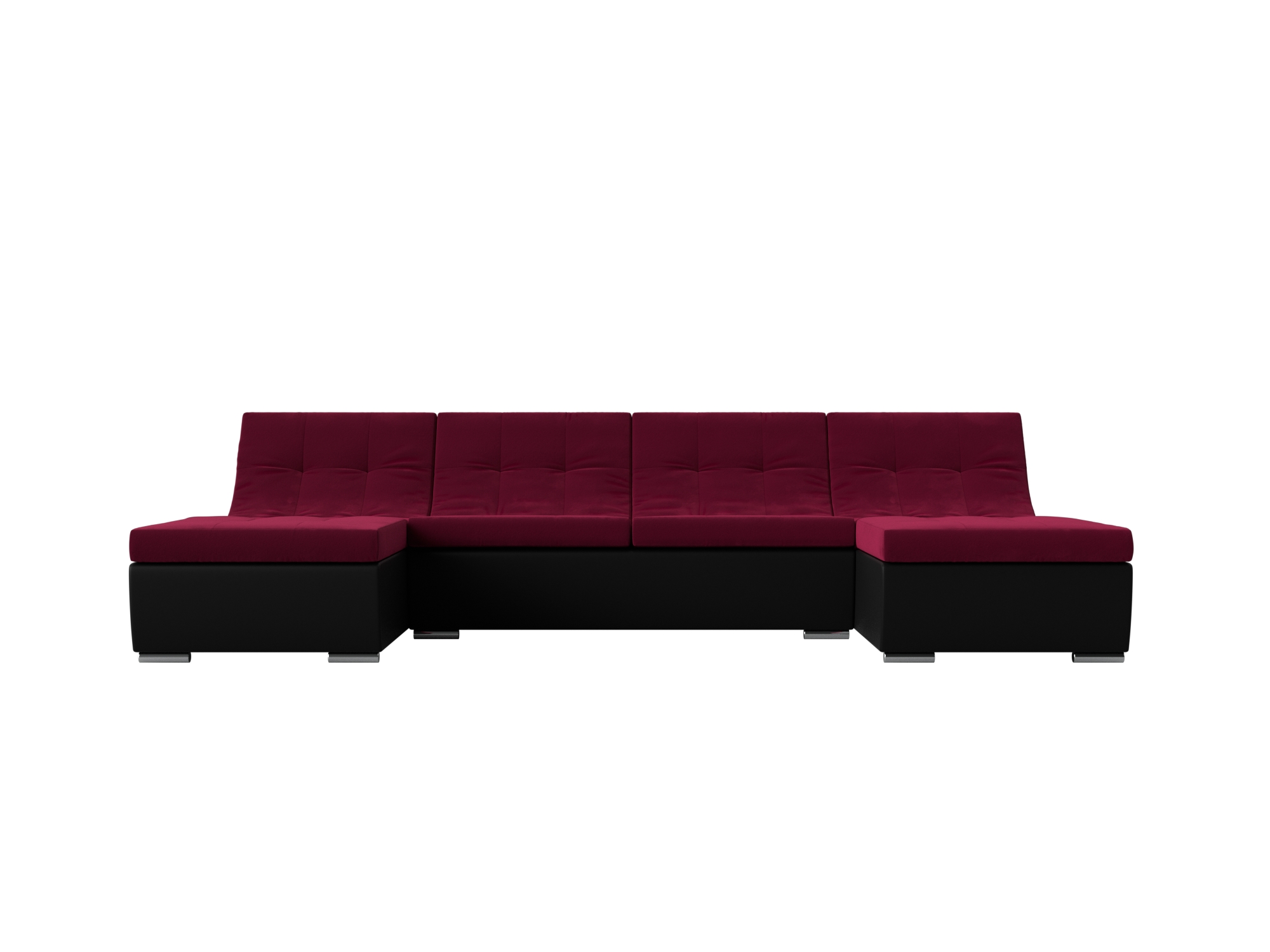 П-образный модульный диван Монреаль MebelVia Красный, Черный, Микровельвет, Экокожа, ЛДСП
