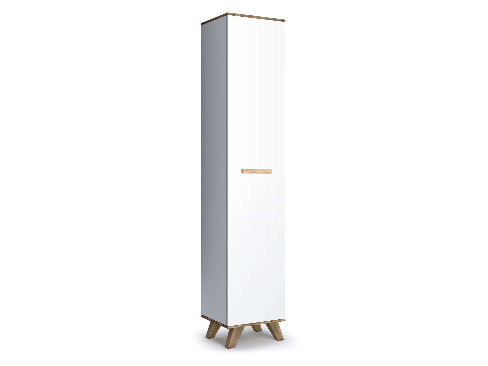 Шкаф 400 высокий Вега Скандинавия Глянец белый, Коричневый, МДФ, ЛДСП комод первый мебельный вега скандинавия