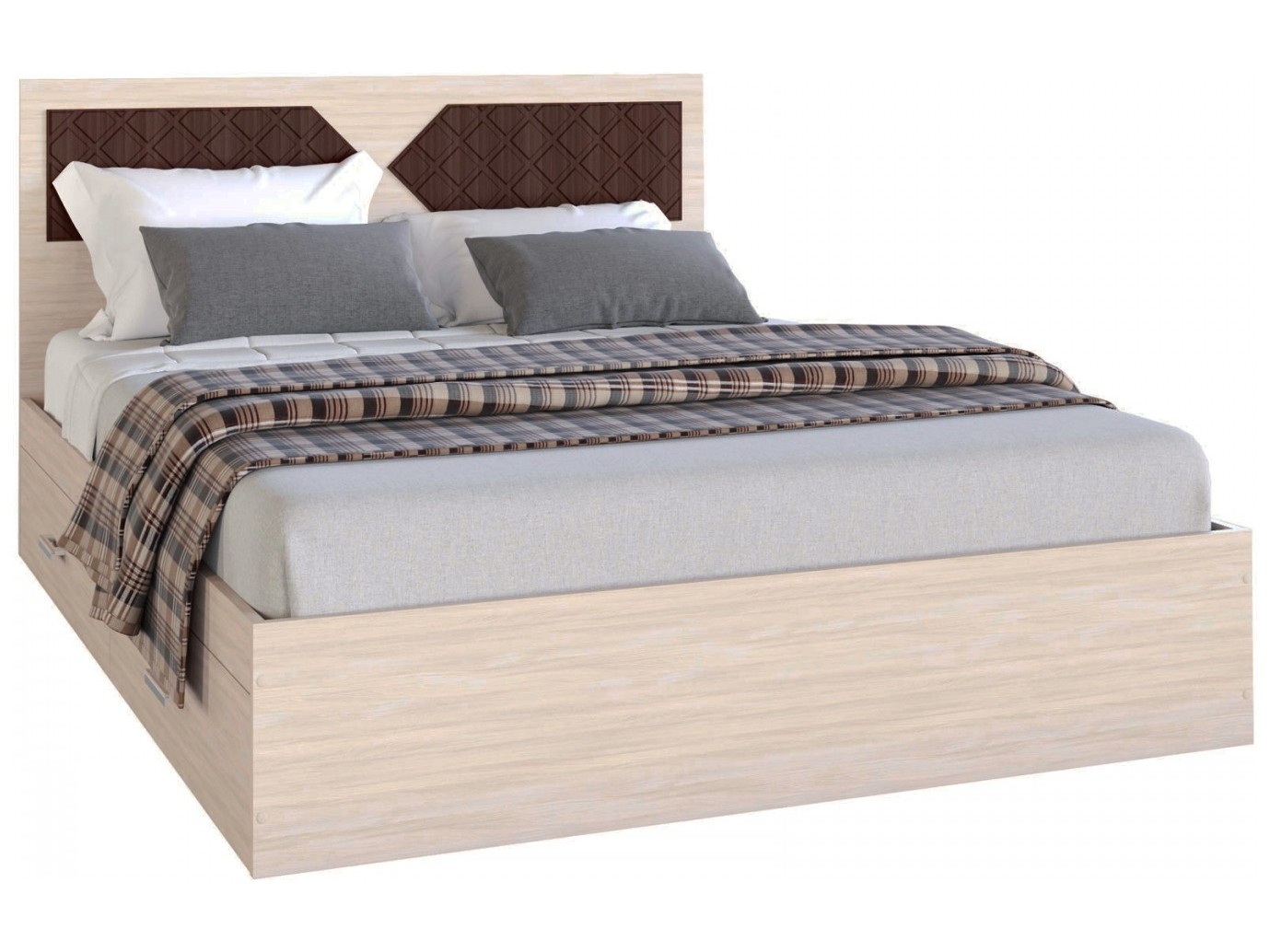 Николь Кровать 1600 (Ясень Шимо / Лиственница темная) Коричневый, ЛДСП эко кровать 1600 ясень шимо коричневый лдсп