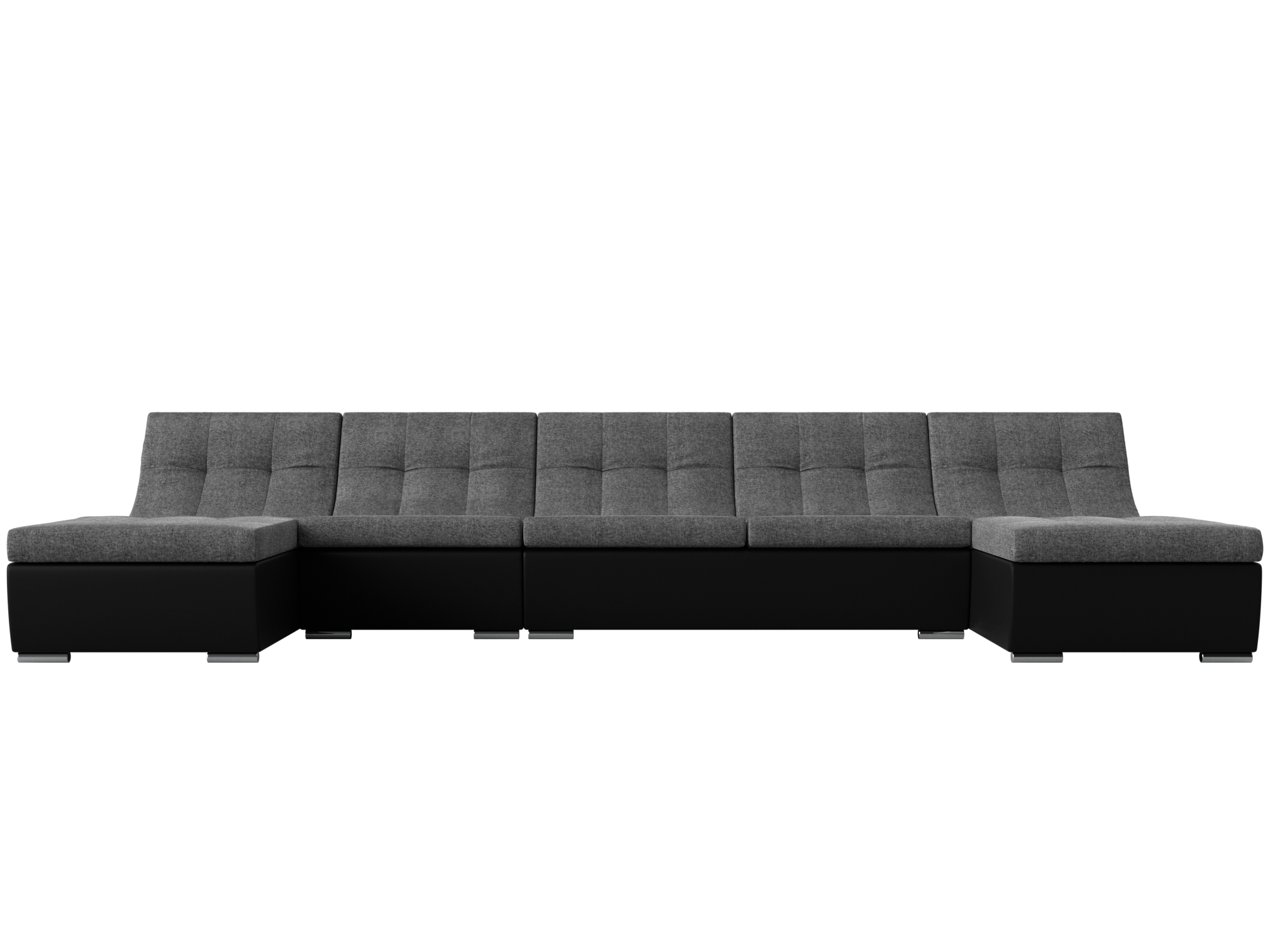 артмебель п образный диван клайд рогожка серый П-образный модульный диван Монреаль Long MebelVia Серый, Черный, Рогожка, Экокожа, ЛДСП
