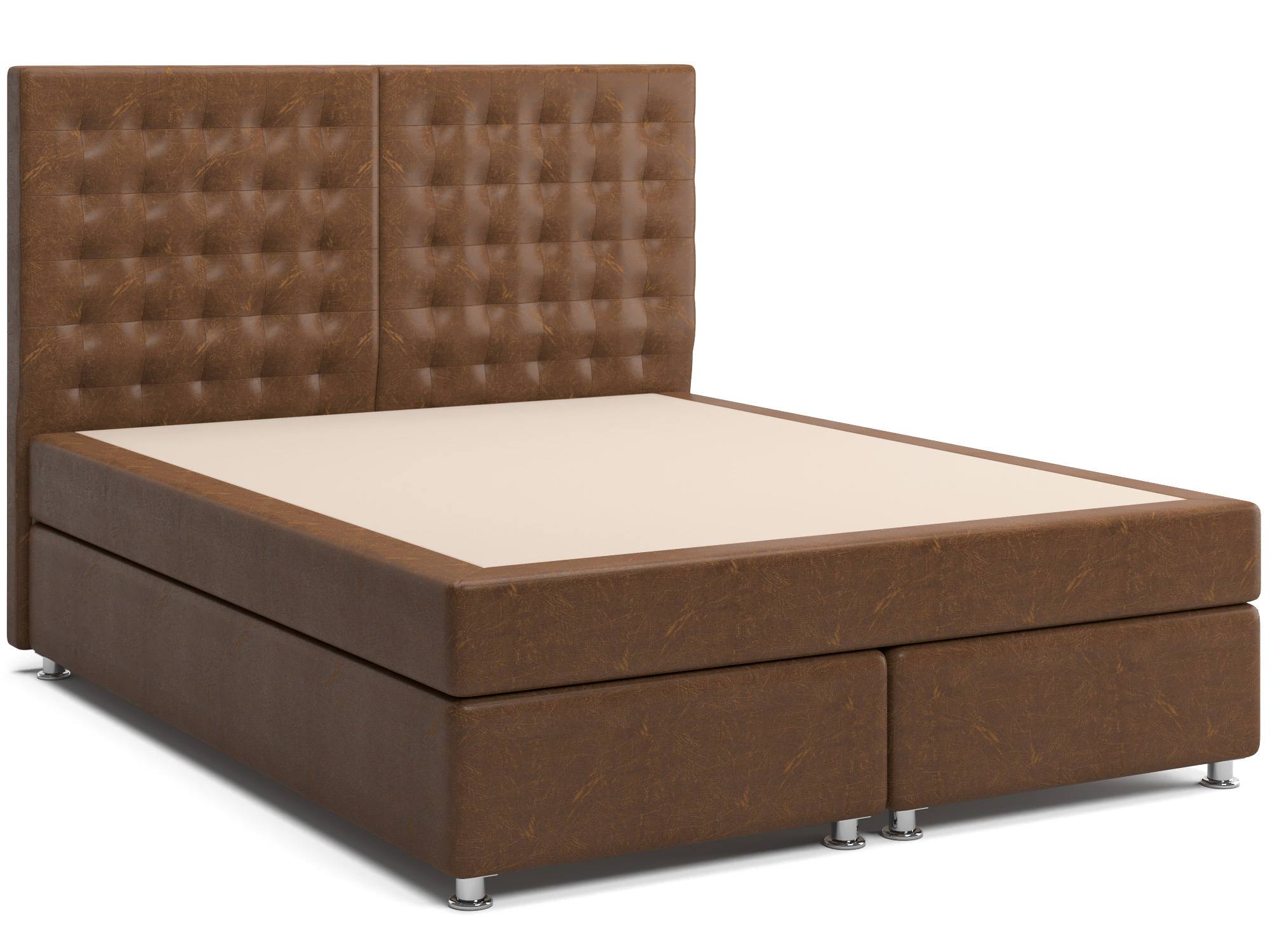 Кровать с матрасом и зависимым пружинным блоком Парадиз (160х200) Box Spring Коричневый, Массив, ДСП