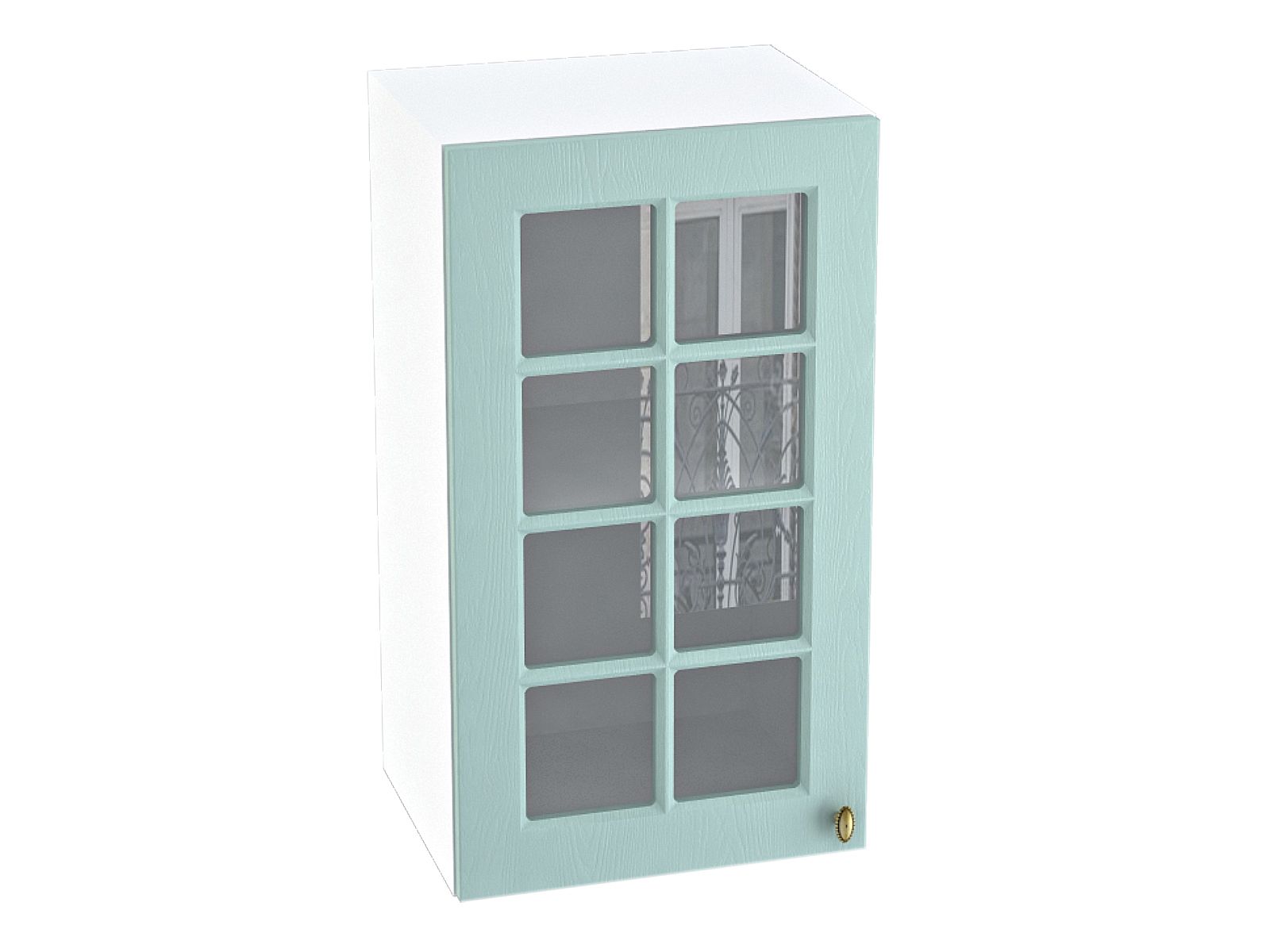 Шкаф навесной со стеклом 400 Прованс Голубой, Белый, МДФ, Стекло, ЛДСП шкаф навесной со стеклом ариэль