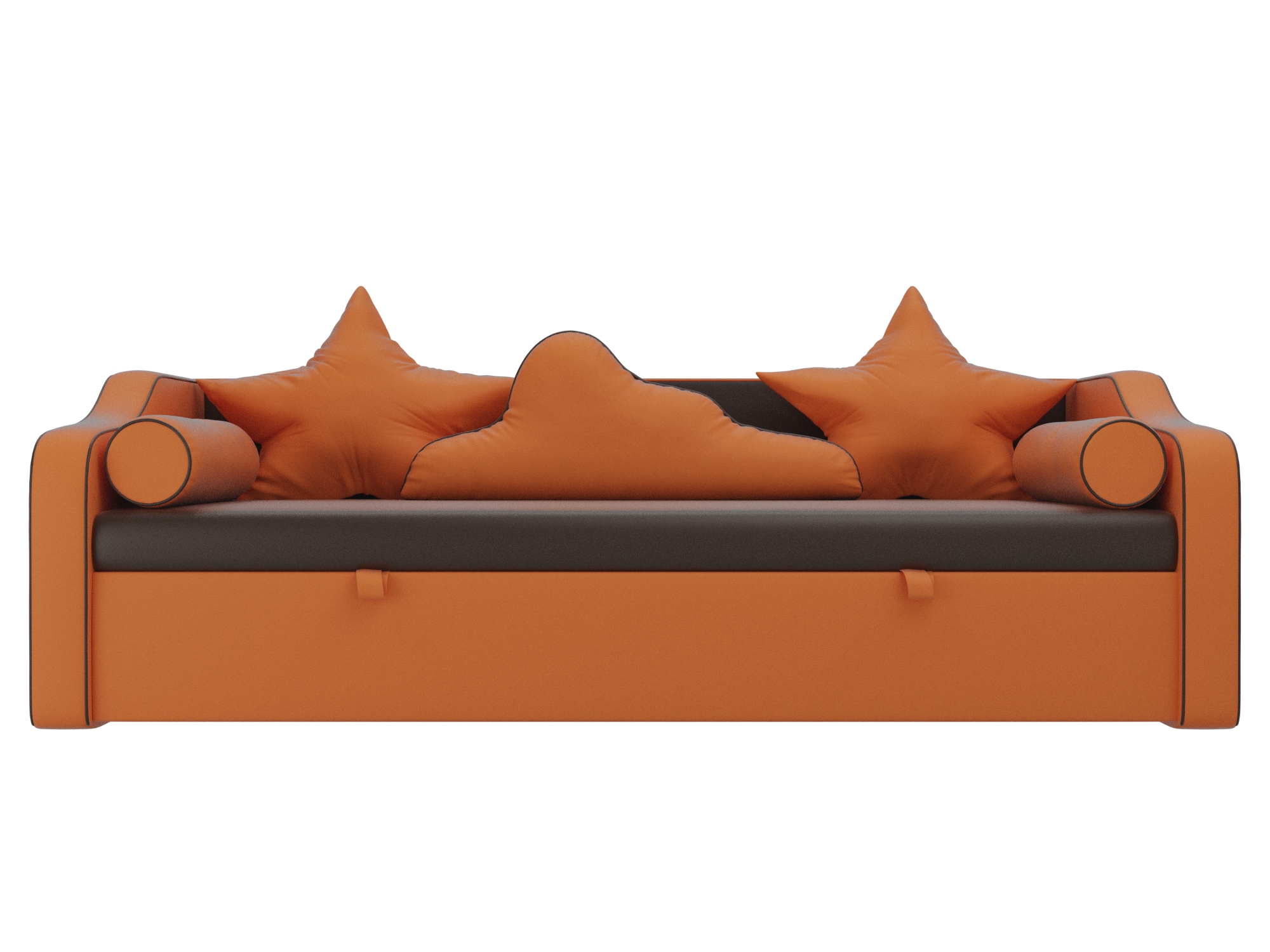 Детский диван-кровать Рико MebelVia Коричневый, Оранжевый, Экокожа, ЛДСП