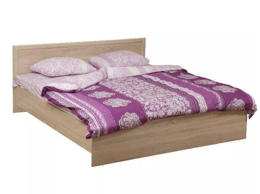 Кровать двойная с настилом 21.52-02 (1200 мм) дуб сонома Дуб Сонома, Бежевый, МДФ, ЛДСП кровать дели 160 с настилом лдсп дуб молочный шоколад