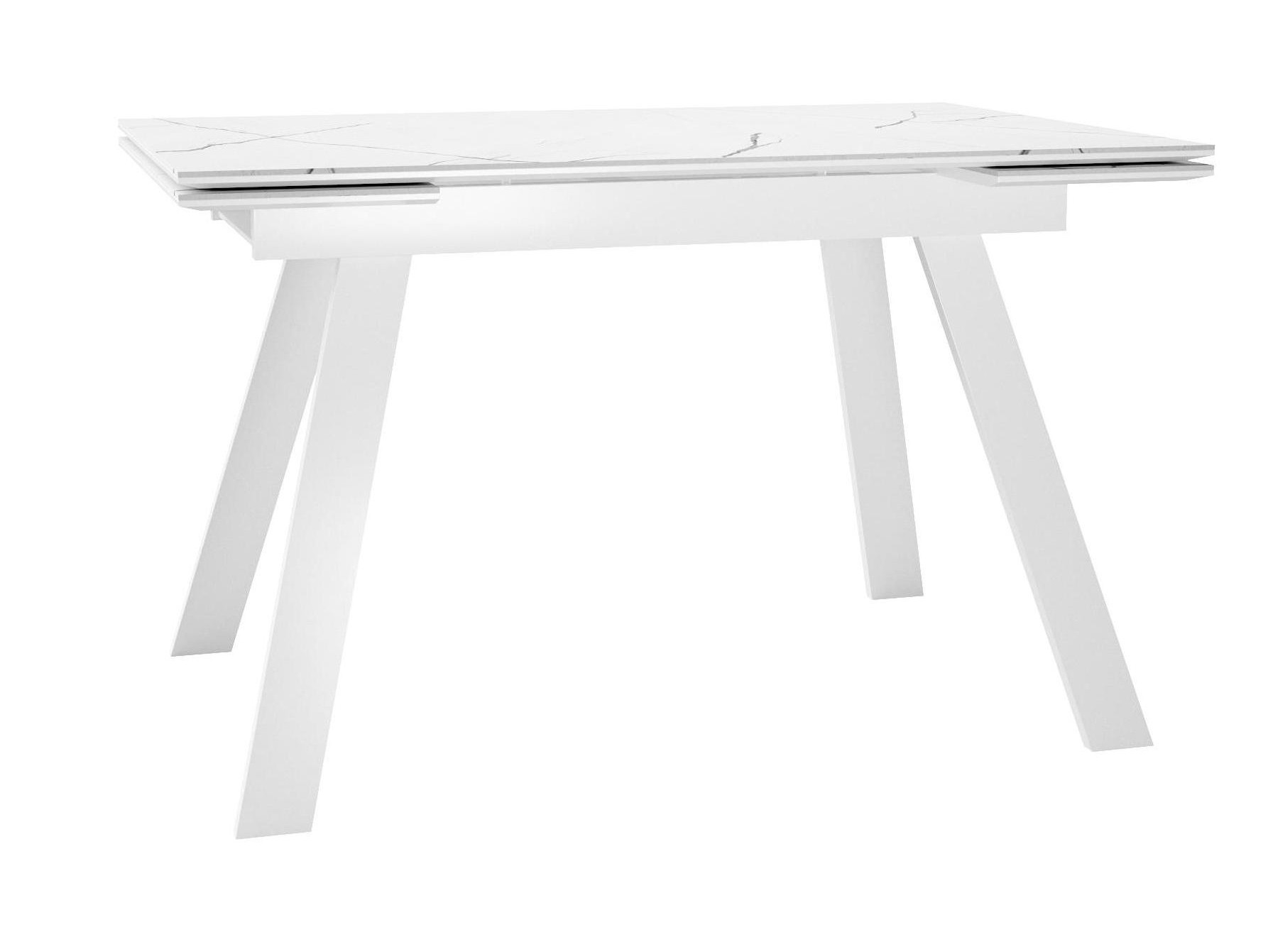 Стол DikLine DKL140 Керамика Белый мрамор/опоры белые (2 уп.) Белый, Керамогранит стол kenner az1200 керамика мрамор белый