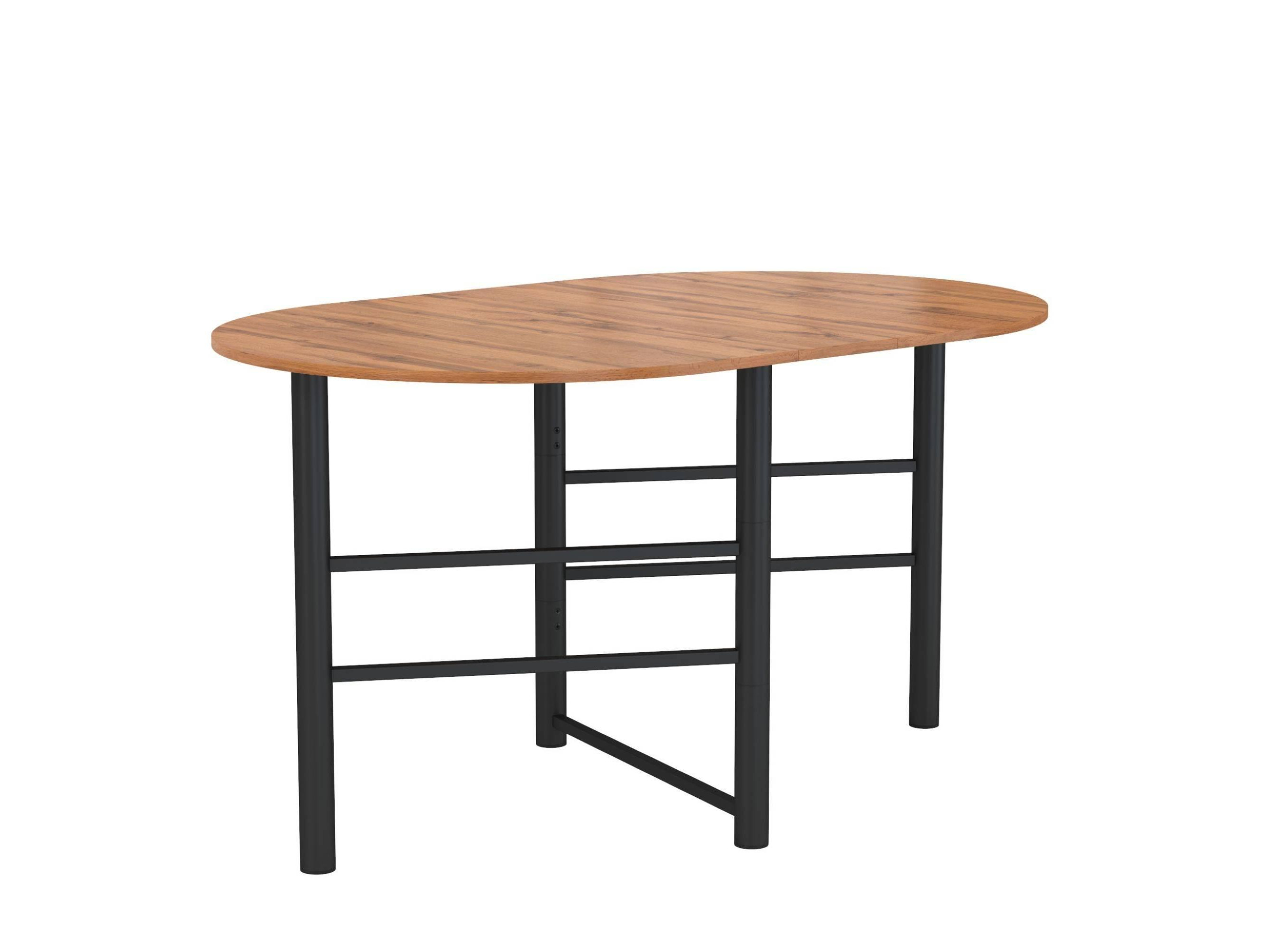 Стол 42.41 Октава (раскладной) (дуб вотан / металл черный) Черный, ЛДСП лауриц черный белый раскладной стол черный металл