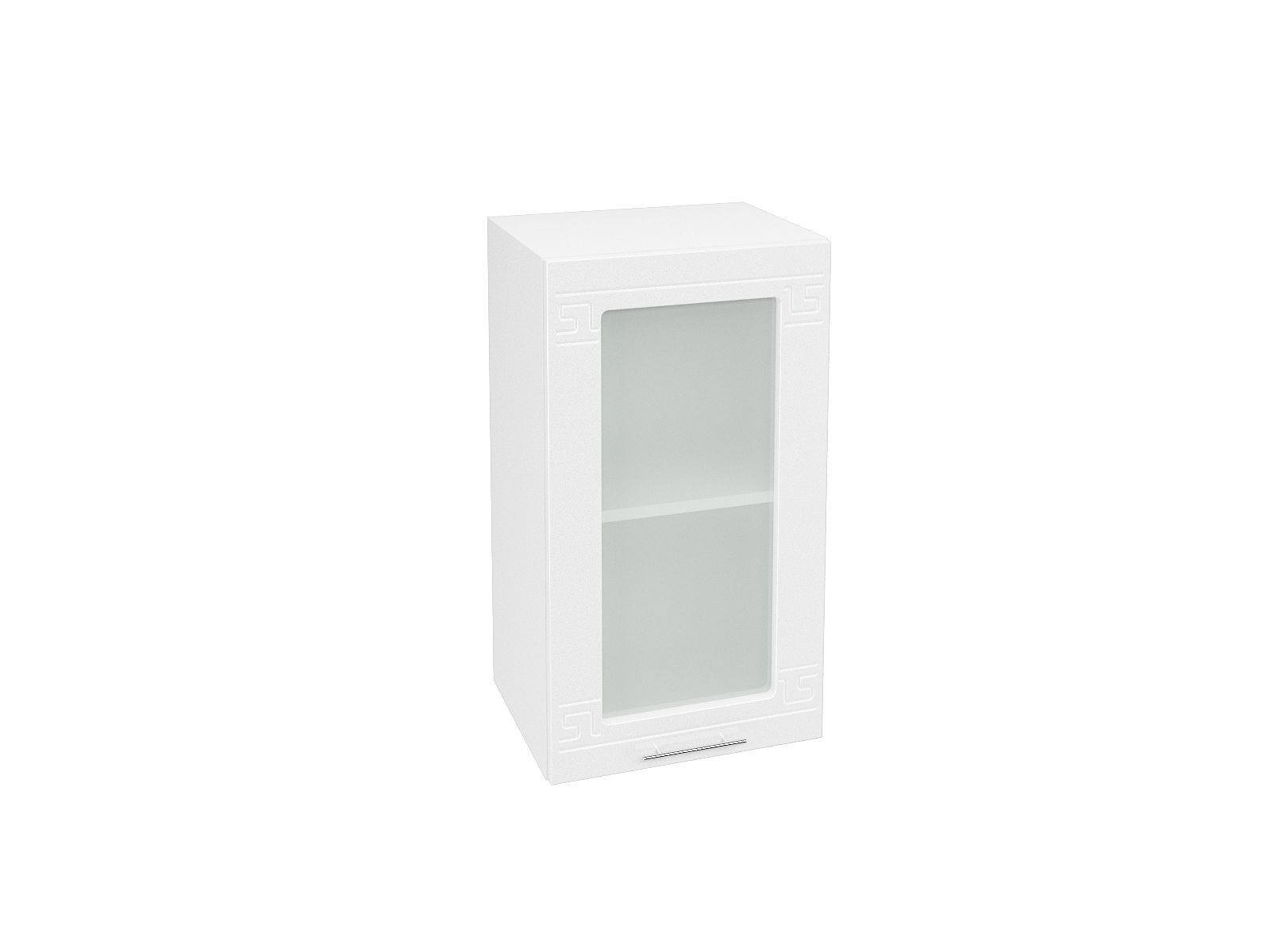 Шкаф навесной со стеклом 400 Греция Белый металлик, Белый, МДФ, Стекло, ЛДСП