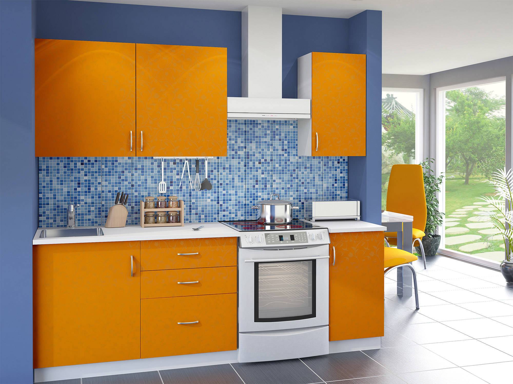 Кухонный гарнитур Форма Манго Манго, Оранжевый, Белый, ЛДСП кухонный гарнитур рио 1 2000 мм лдсп цвет манго фотопечать апельсин