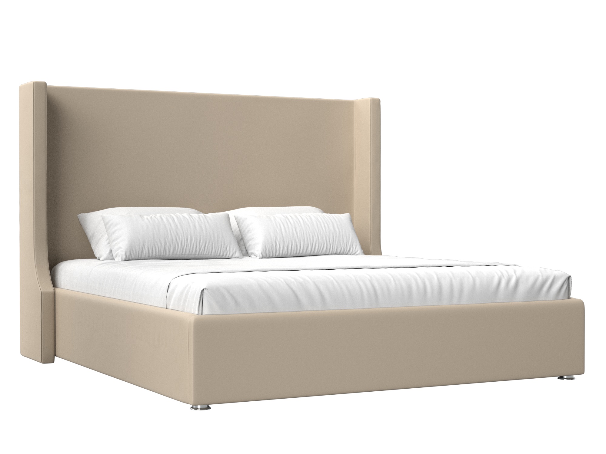 кровать мебелико ларго эко кожа коричневый Кровать Ларго (160x200) Бежевый, ЛДСП
