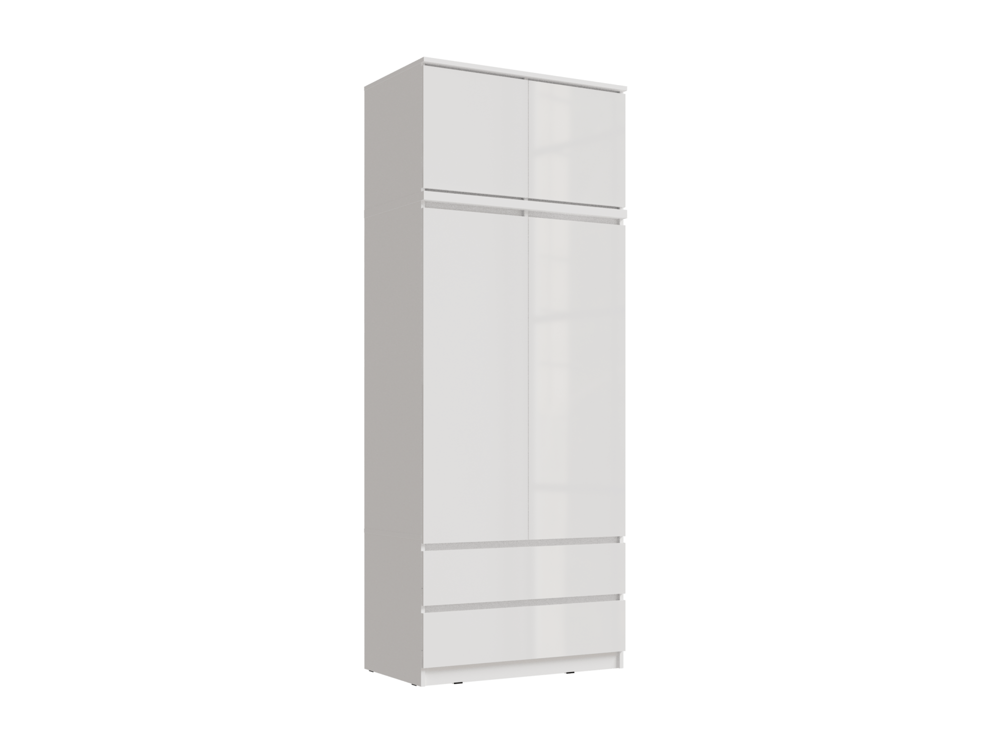 Челси Шкаф 2-х створчатый комбинированный + антресоль к шкафу 900 (Белый глянец, Белый) Белый, ЛДСП