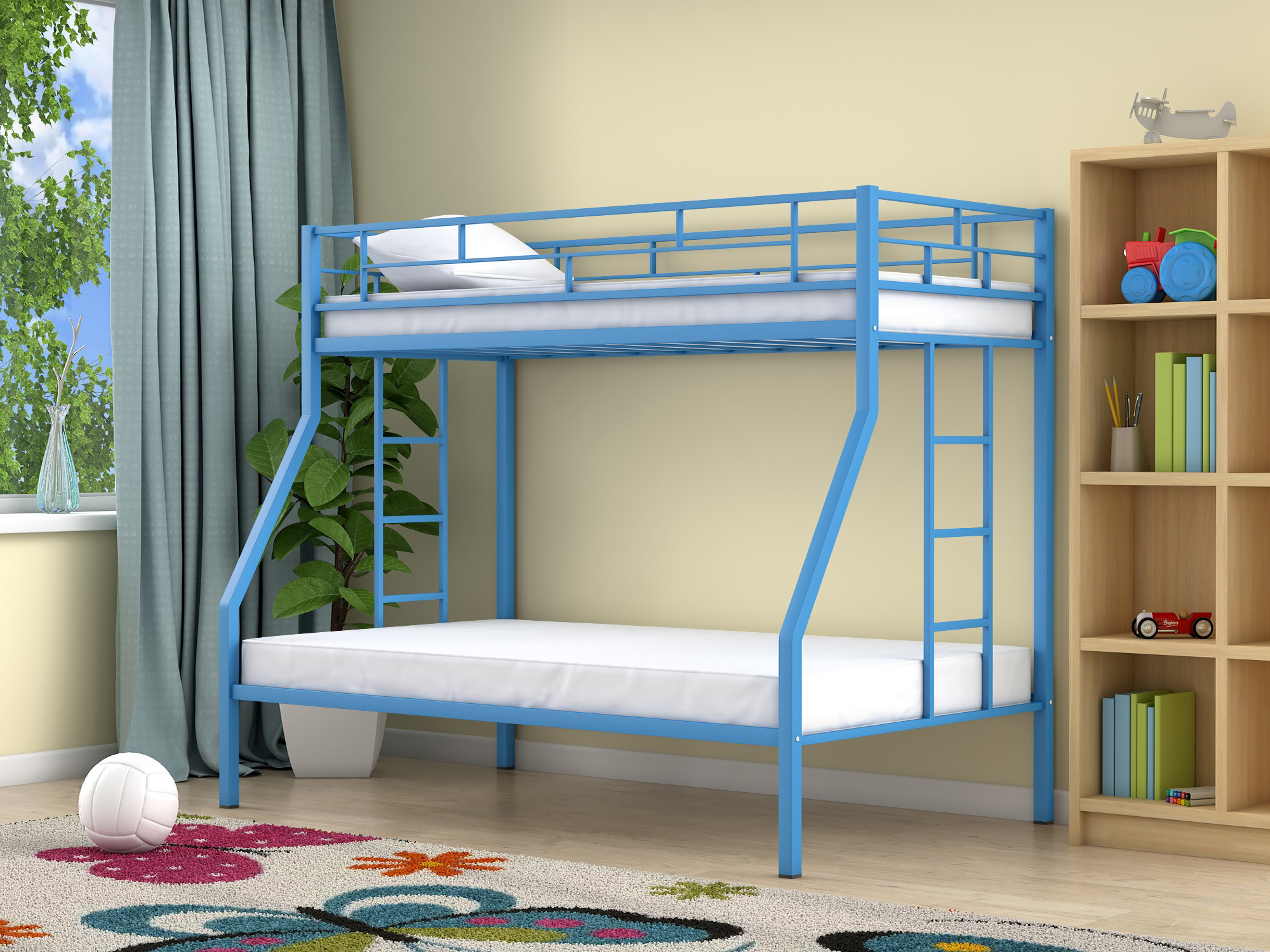 Двухъярусная кровать Милан (90х190/120х190) , Голубой, Металл двухъярусная кровать милан 90х190 120х190 голубой черный лдсп металл