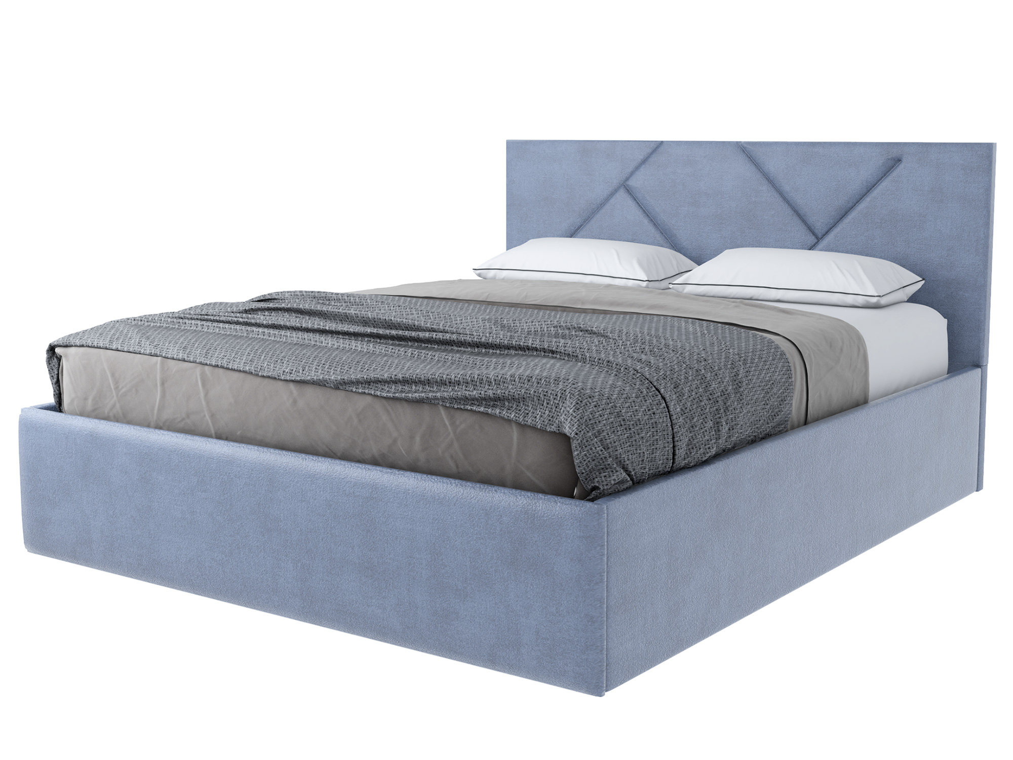 Кровать с ПМ Лима (160х200) Серо-голубой, Массив, ДСП