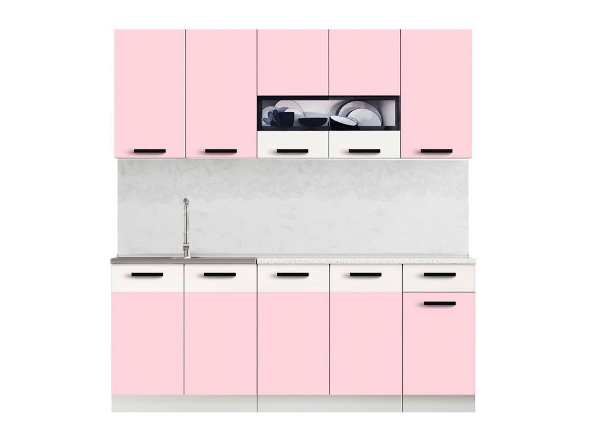 Кухня ЛДСП Рио 2000 (Розовый, Белый) Розовый, Белый, ЛДСП кухня лдсп рио 1800