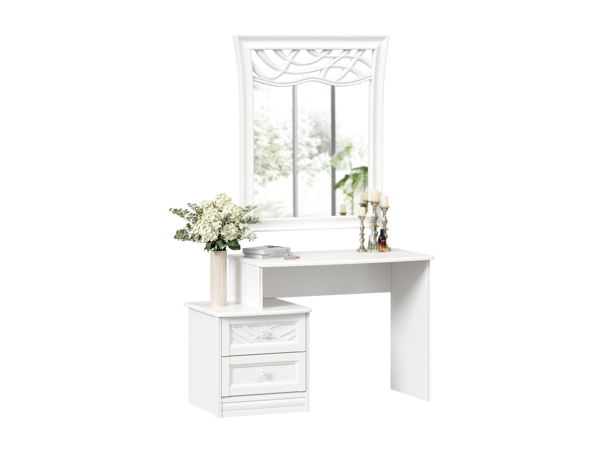 Джулия Столик туалетный с зеркалом ППУ (Белый) Белый шкафы для спальни макияжный столик туалетный столик с зеркалом туалетный столик с зеркалом и chiar белый шкаф для макияжа