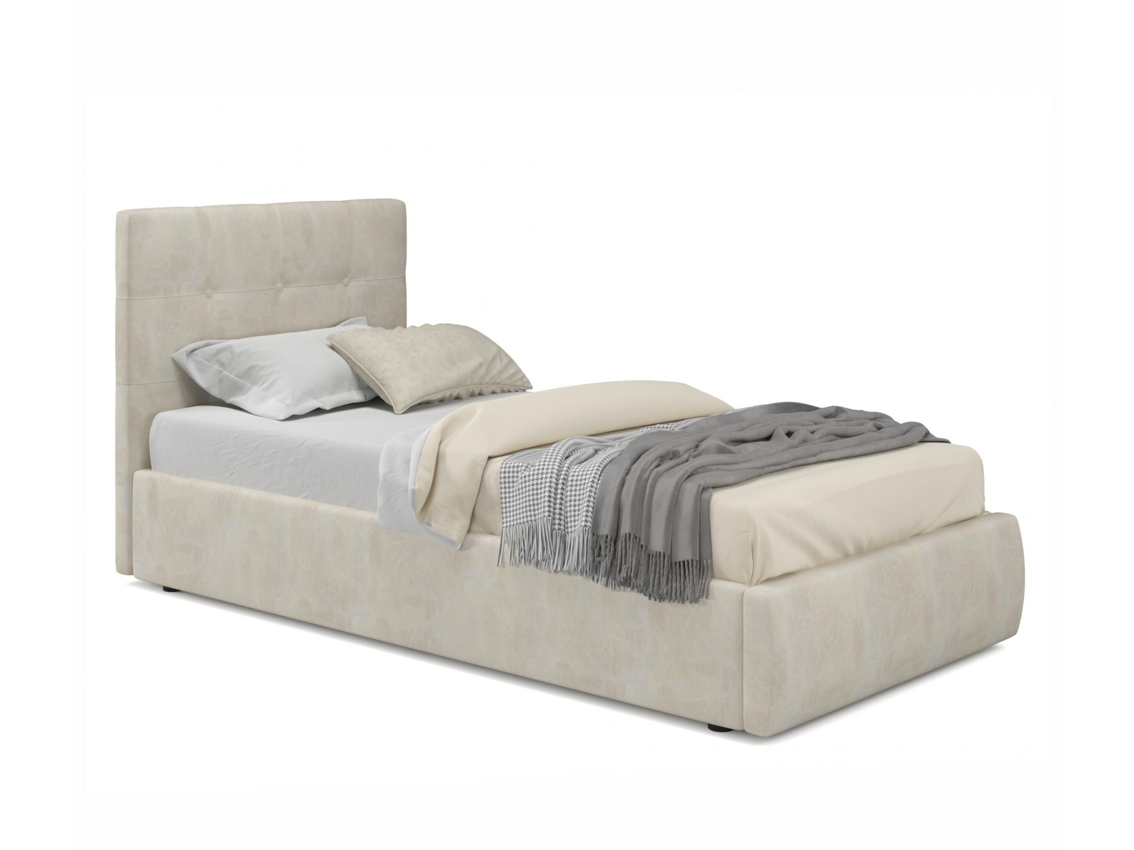 Мягкая кровать Selesta 900 кожа кремовый с подъемным механизмом кремовый, Бежевый, Экокожа, ДСП