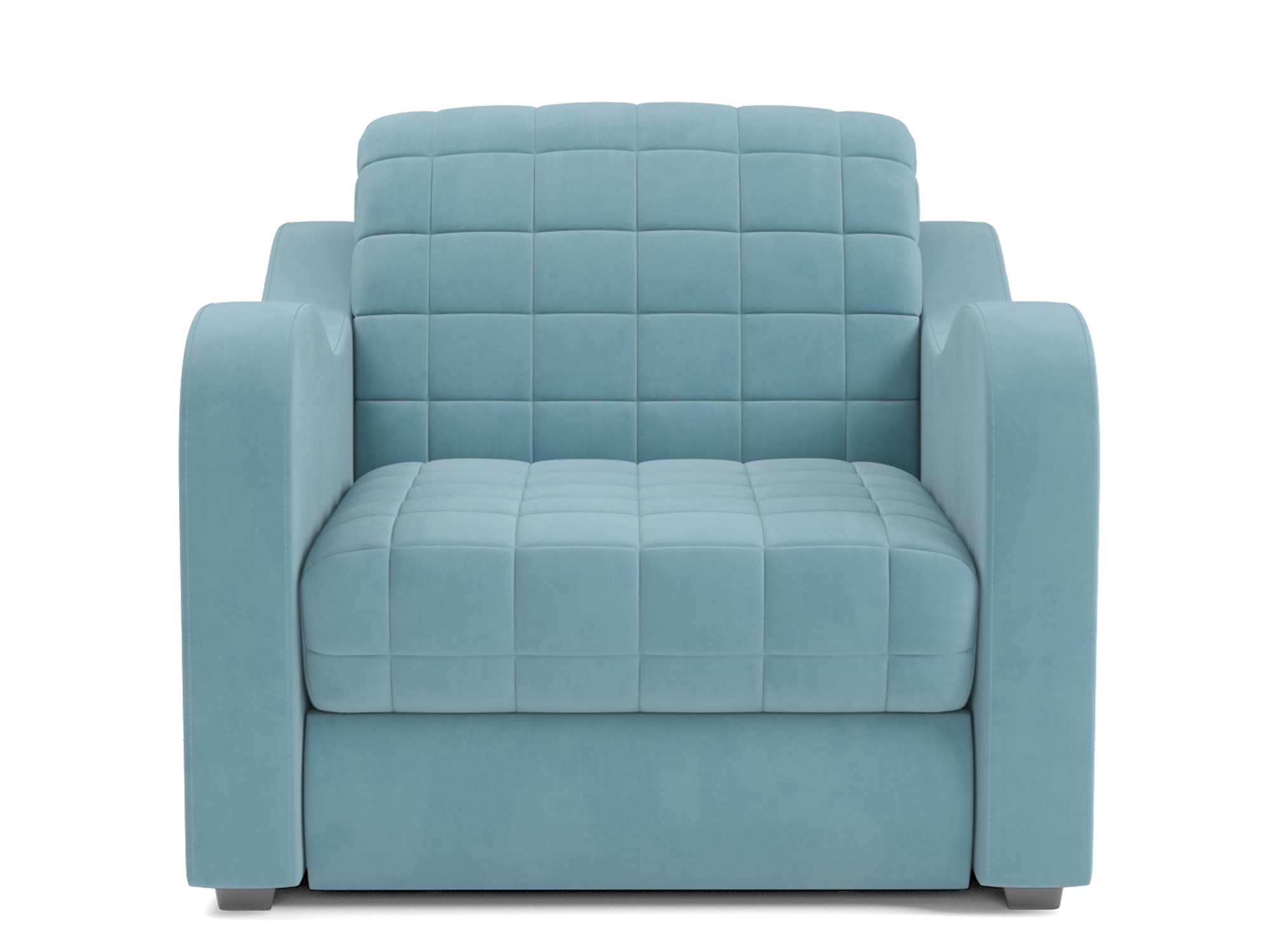 Кресло-кровать Барон №4 MebelVia Голубой, Велюр, ДСП, Металл, Массив сосны