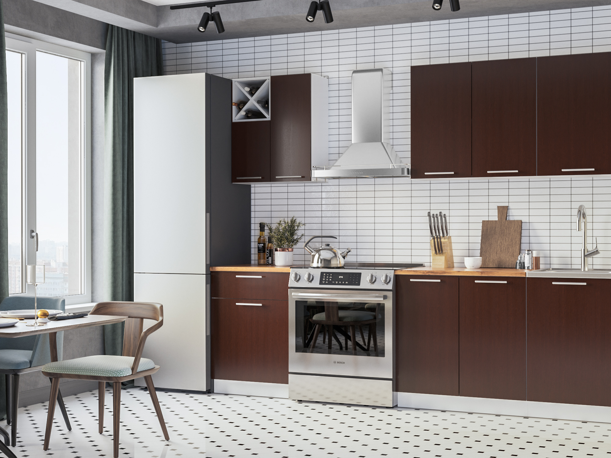 Кухня Милана 1,9 м Венге цаво, Коричневый темный, Белый, ЛДСП цена и фото