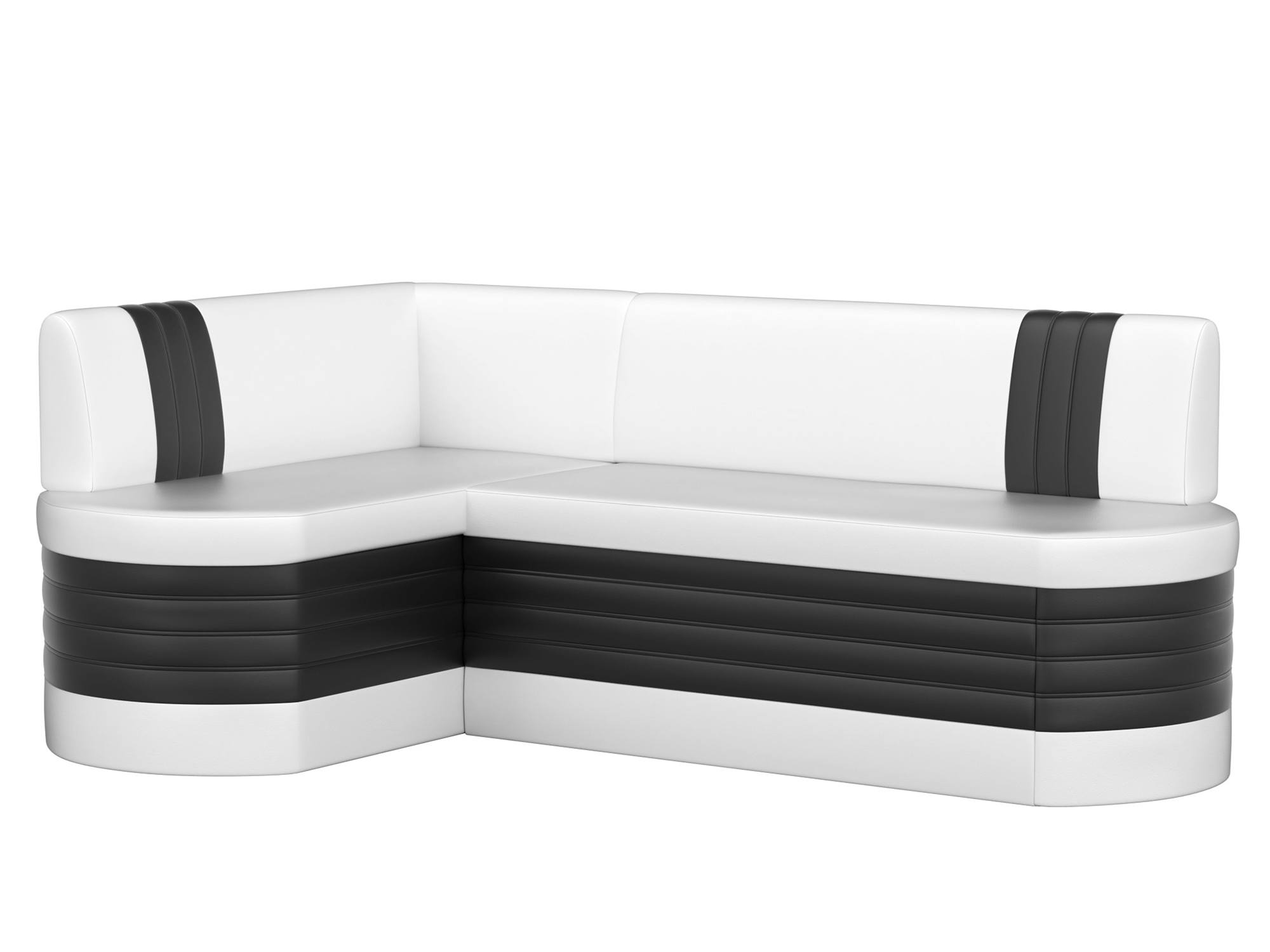 Кухонный угловой диван Токио Левый Белый, Черный, Фанера