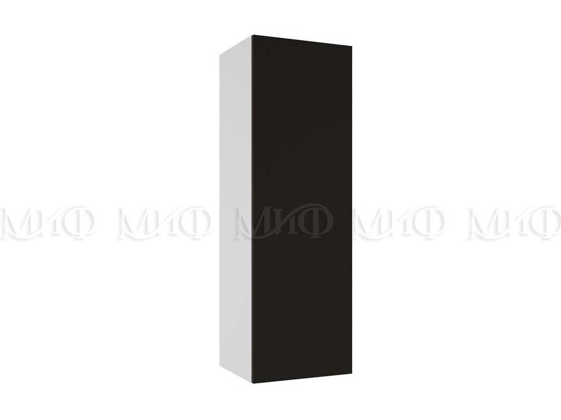 шкаф настенный однодверный со стеклом black stone коричневый лдсп мд Флорис ШК-006 Шкаф однодверный, черный МДФ, ЛДСП