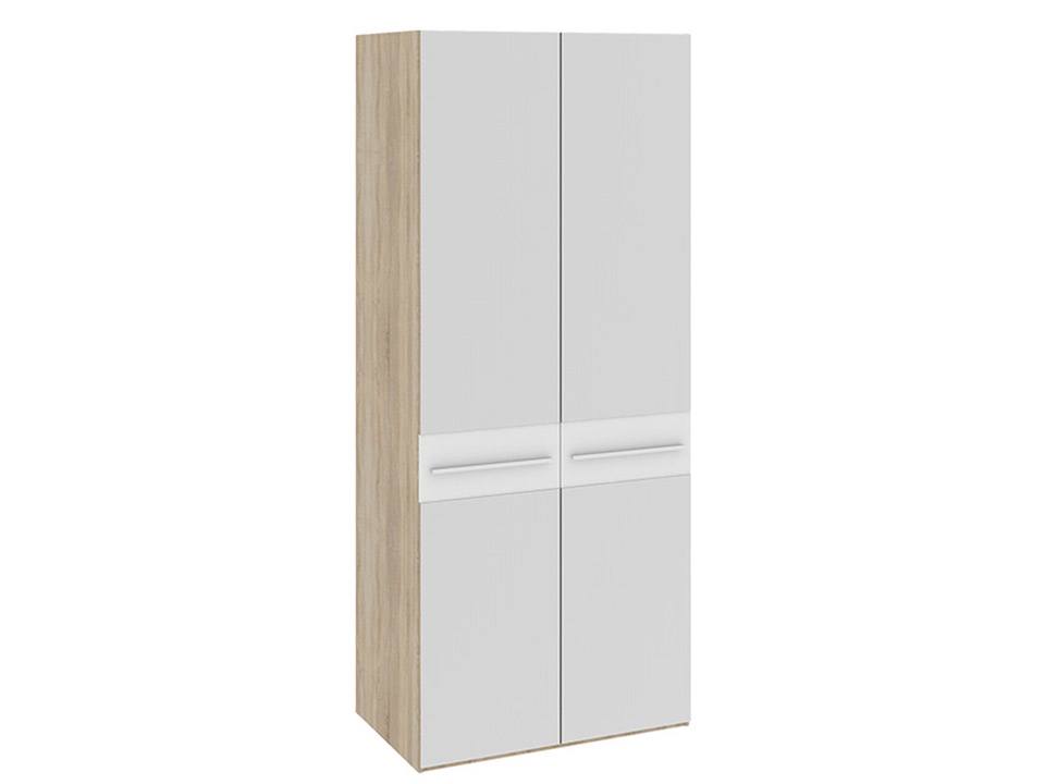 Шкаф для одежды с зеркальными дверями Ларго Белый глянец, Белый, Бежевый, ЛДСП, Зеркало
