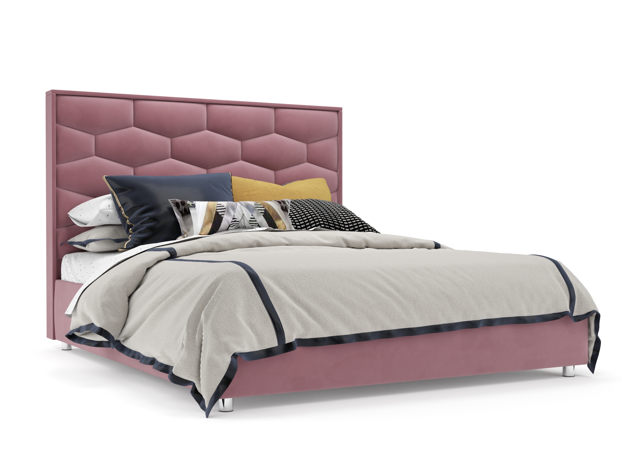 Кровать Рица (140х190) Розовый, ДСП, Брус сосны