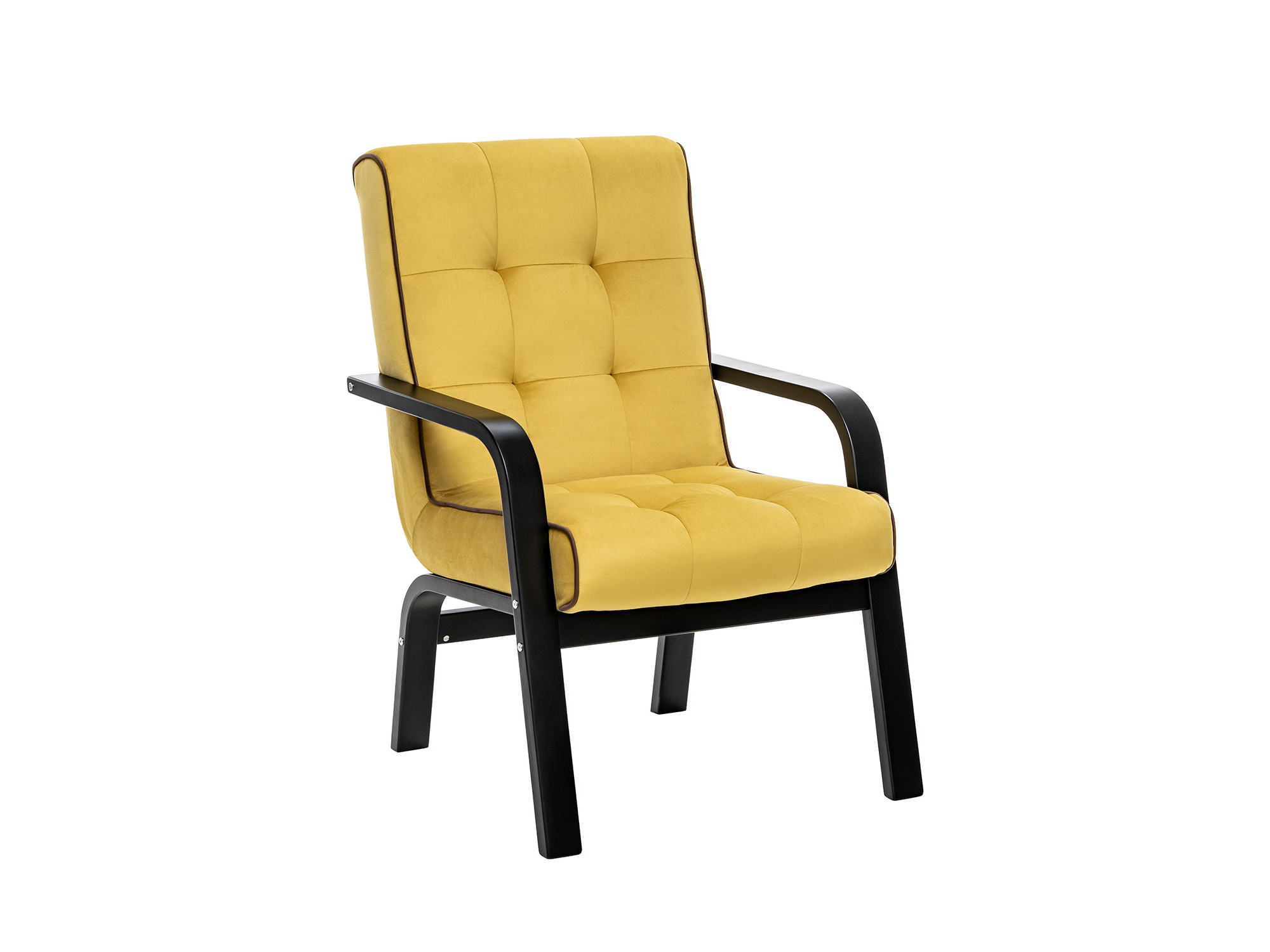 Кресло Leset Модена MebelVia V28 желтый, кант V23 молочный шоколад, Ткань