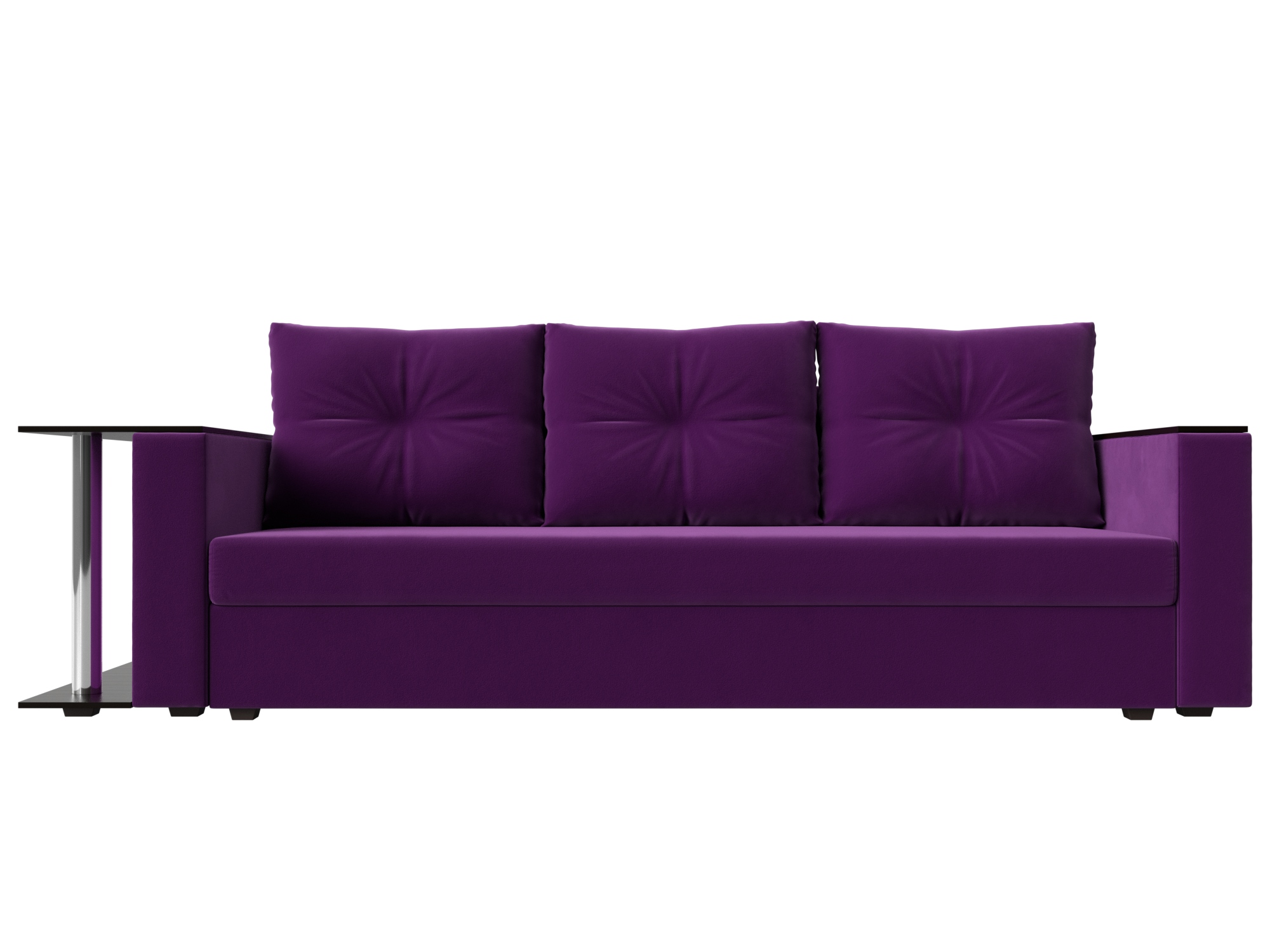 Диван Атланта столик слева MebelVia Фиолетовый, Микровельвет, ЛДСП диван прямой атланта лайт без стола еврокнижка микровельвет цвет фиолетовый