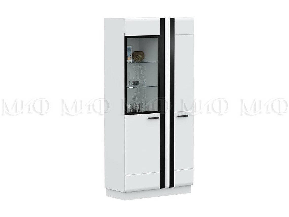 Магнолия Шкаф со стеклом высокий, белый глянец МДФ+Стекло, ЛДСП шкаф дверь со стеклом справа lumio 1 белый глянец белый бежевый лдсп мдф
