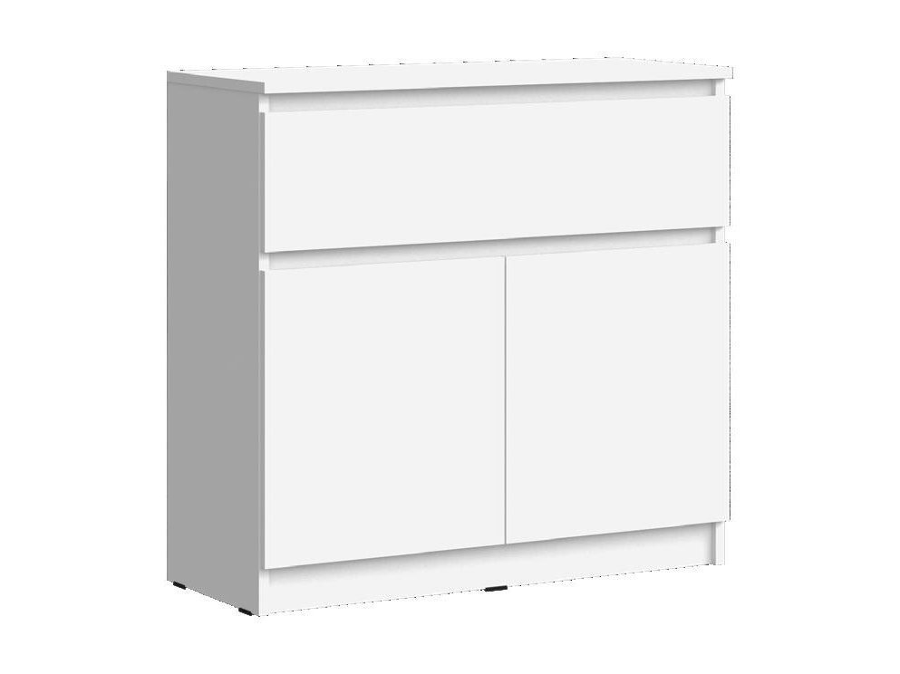 Челси Комод 800 (1 ящик 2 двери) (Белый глянец, Белый) Черный, ЛДСП фото