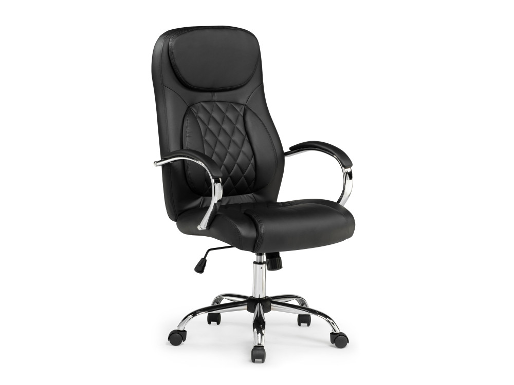 Tron black Компьютерное кресло MebelVia Черный кожзам, Искусственная кожа, Хромированный металл midl белый компьютерное кресло белый кожзам хромированный металл