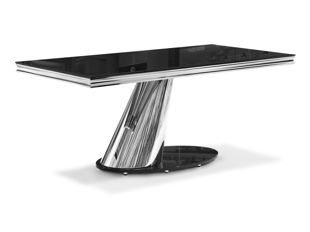 Kolonel черный Стол стеклянный Серый, Металл стеклянный стол анселм обсидиан черный стол черный металл