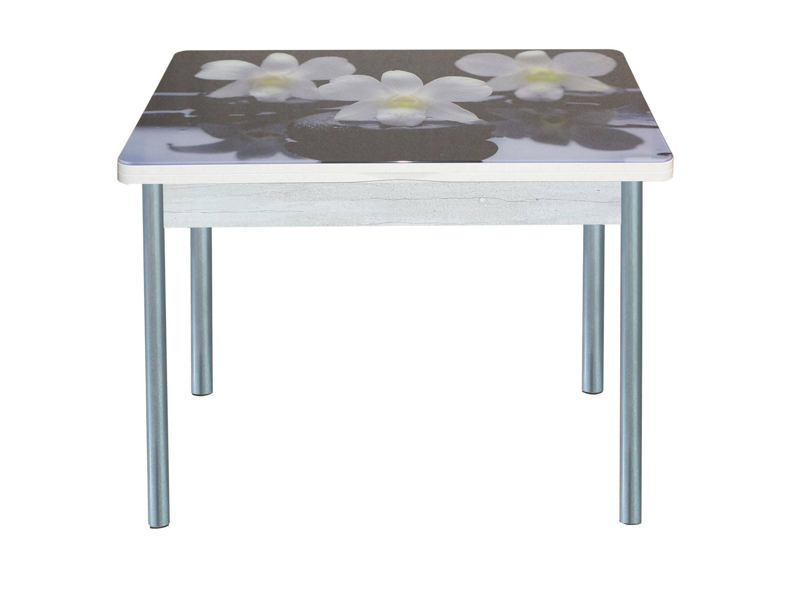 Стол обеденный поворотно раскладной фотопечать Симпл / бетон бел стол обеденный раскладной симпл дуб сонома опора 2 круглая серебристый металлик бежевый лдсп
