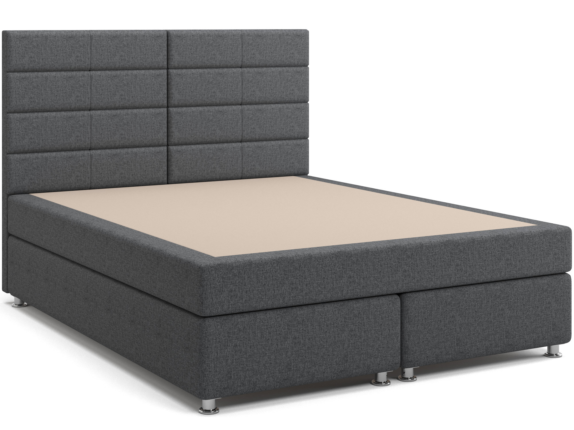 Кровать с матрасом и зависимым пружинным блоком Гаванна (160х200) Box Spring Серый, ДСП, ДВП