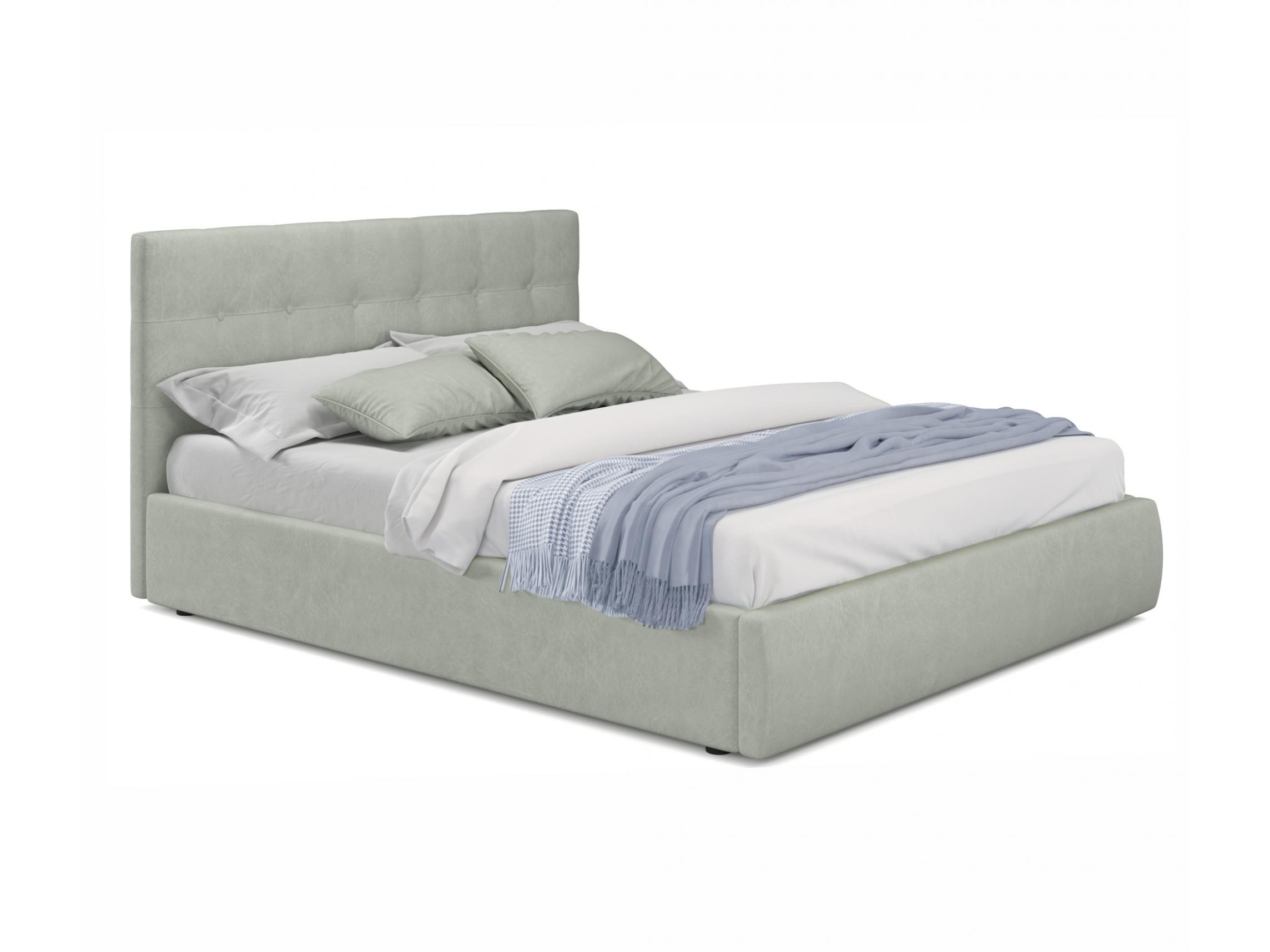 Мягкая кровать Selesta 1800 кожа серый с подъемным механизмом серый, Серый, Экокожа, ДСП